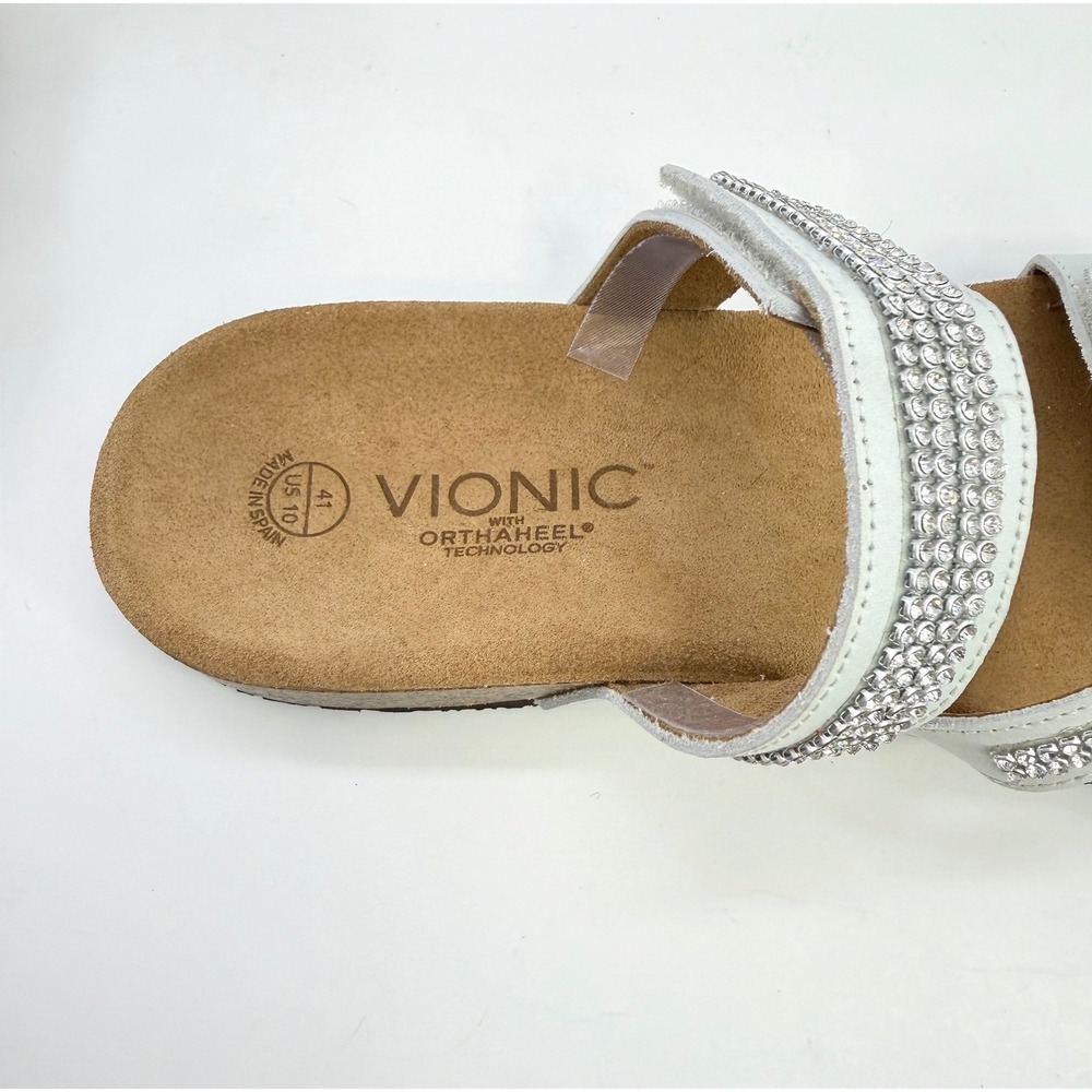 Vionic Afton White Rhinestone Sandals Adjustable Straps Comfort Womens 10 Party - Picture 13 of 15